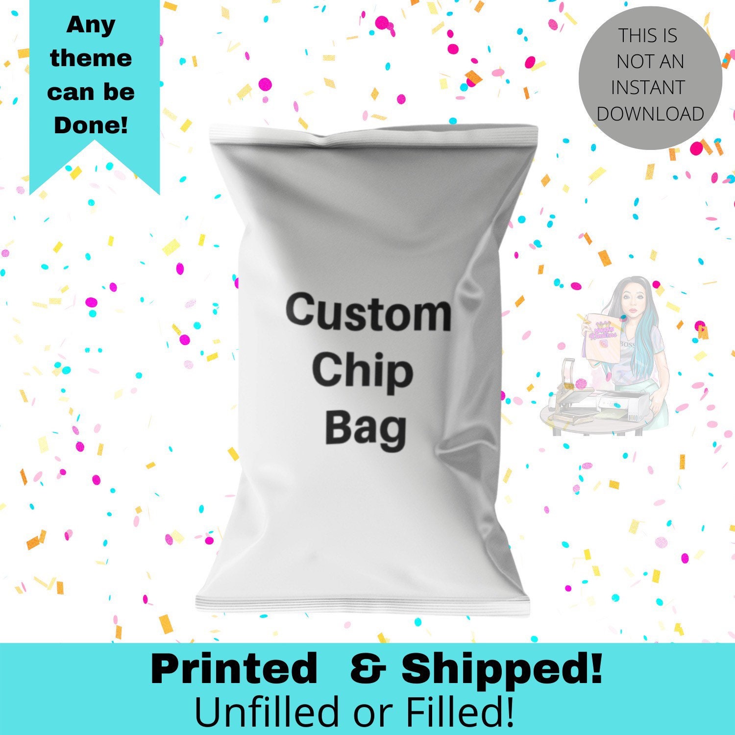 Custom Chip bag Personalized Chip Bags Birthday Chip Bags Etsy