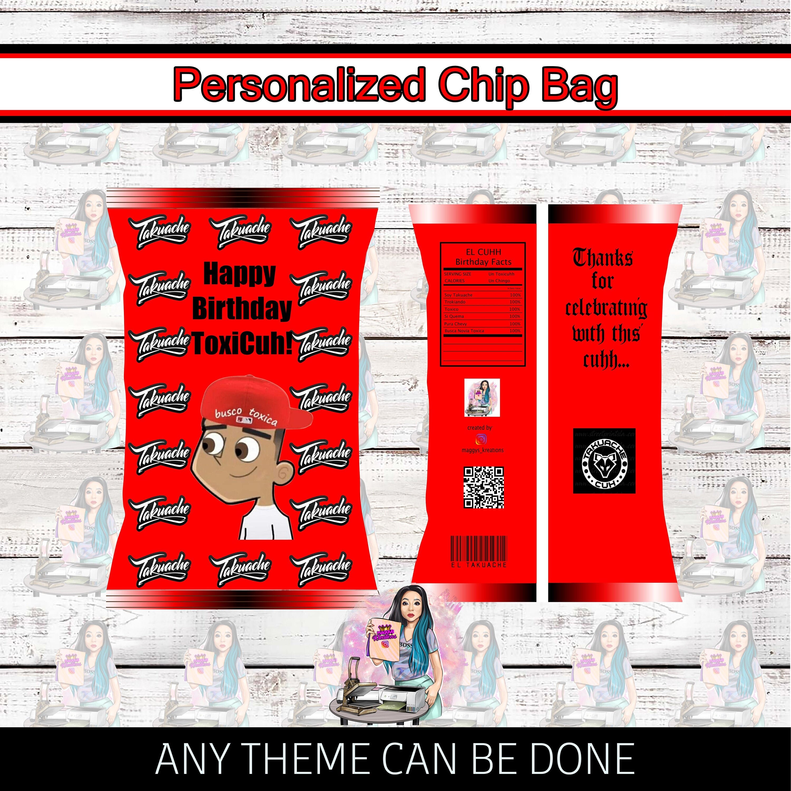 Personalized chip bags/Custom chip bags/Party favor/ Chip bags Etsy