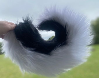 Small Black and White Small Husky Fursuit Cosplay Tail