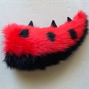Red and Black Dinsosaur Furry Fursuit Cosplay Tail