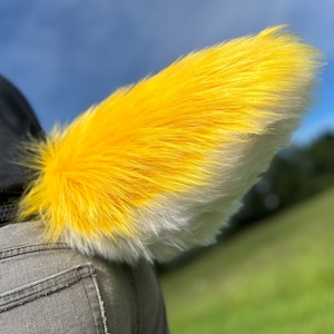 Yellow and White Furry Fursuit Nub Tail