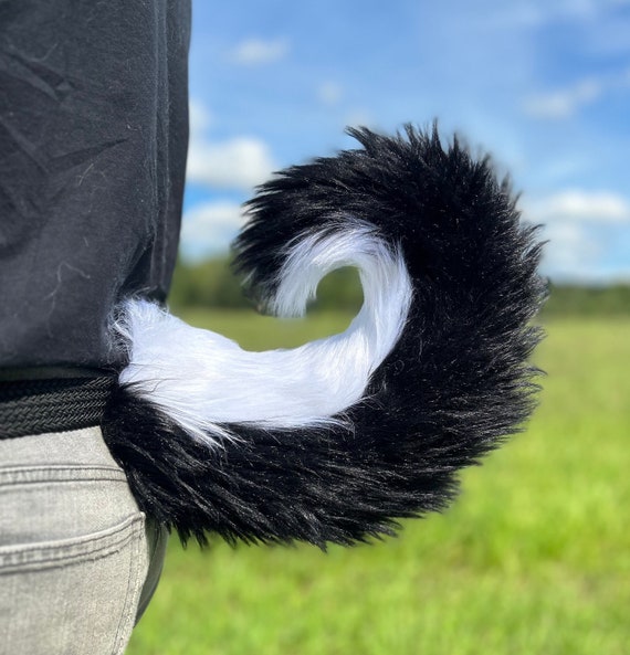Small White and Black Small Husky Fursuit Cosplay Tail