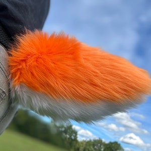 Orange and White Furry Fursuit Nub Tail