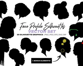 Black Woman Silhouette SVG: Afro Hair Profile Graphics (Digital Download)