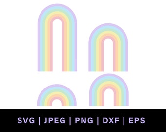 Pastel rainbow png, retro rainbow svg for rainbow cake topper, pastel rainbow svg, retro rainbow png jpg, rainbow svg bundle, rainbow dxf