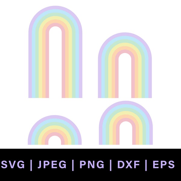 Pastel rainbow png, retro rainbow svg for rainbow cake topper, pastel rainbow svg, retro rainbow png jpg, rainbow svg bundle, rainbow dxf