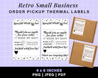 Order Pickup Label Designs: Thank You Stickers, 4x6 Thermal PNG (Digital Download)