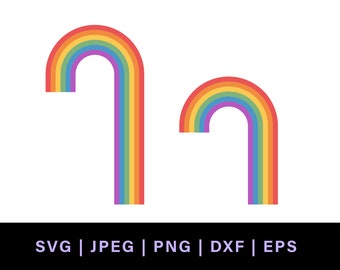 Falling rainbow png, falling rainbow svg for rainbow cake topper, long tall rainbow falling clip art for retro cake topper, high rainbow dxf