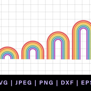 Retro rainbow svg, vintage rainbow svg, layered rainbow svg jpg, retro rainbow cake topper svg bundle, rainbow dxf, svg rainbows with spaces image 6