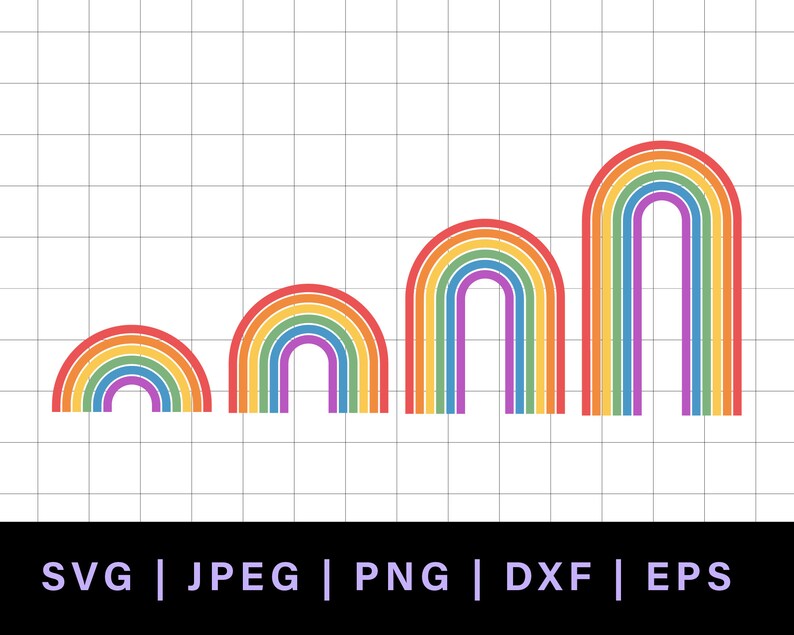 Retro rainbow svg, vintage rainbow svg, layered rainbow svg jpg, retro rainbow cake topper svg bundle, rainbow dxf, svg rainbows with spaces image 6