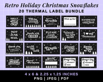 Snow flakes retro christmas thermal label stickers, rollo munbyn printer thank you stickers, rollo stickers thermal printer label download