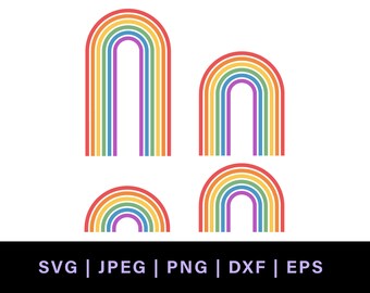 Retro rainbow svg, vintage rainbow laser file, retro rainbow cake topper, layered rainbow svg bundle, rainbow dxf, svg rainbows with spaces