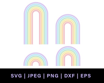 Pastel rainbow png, retro rainbow svg for rainbow cake topper, pastel rainbow svg, retro rainbow png, long tall rainbow with spaces arch dxf