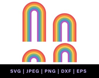 Retro rainbow svg, layered rainbow svg jpg for rainbow cake topper, long tall rainbow svg bundle, vintage rainbow svg for retro cake topper