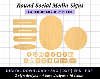 Circle sign, cash app salon sign, social media sign, small business payment sign, scan to pay sign glowforge laser file, qr code sign svg