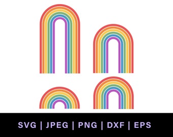 Retro rainbow svg, vintage rainbow svg, layered rainbow svg jpg, retro rainbow cake topper svg bundle, rainbow dxf, svg rainbows with spaces