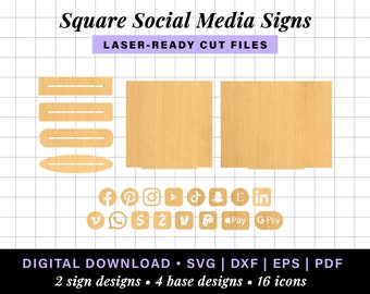 Square qr code sign svg, cash app salon sign, social media sign glowforge laser file,small business payment sign, rectangle scan to pay sign