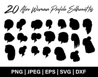 African american lady svg silhouette for sublimation, profile silhouettes with afro hair, side view silhouette clipart with curly hair