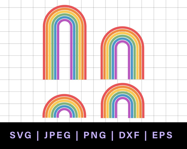 Retro rainbow svg, vintage rainbow svg, layered rainbow svg jpg, retro rainbow cake topper svg bundle, rainbow dxf, svg rainbows with spaces image 5