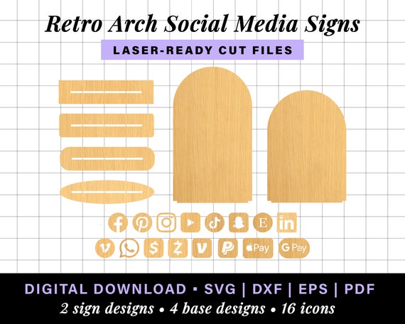 Arch sign, salon sign, social media sign, small business payment sign laser file, scan to pay sign, qr code sign svg, social media plaque