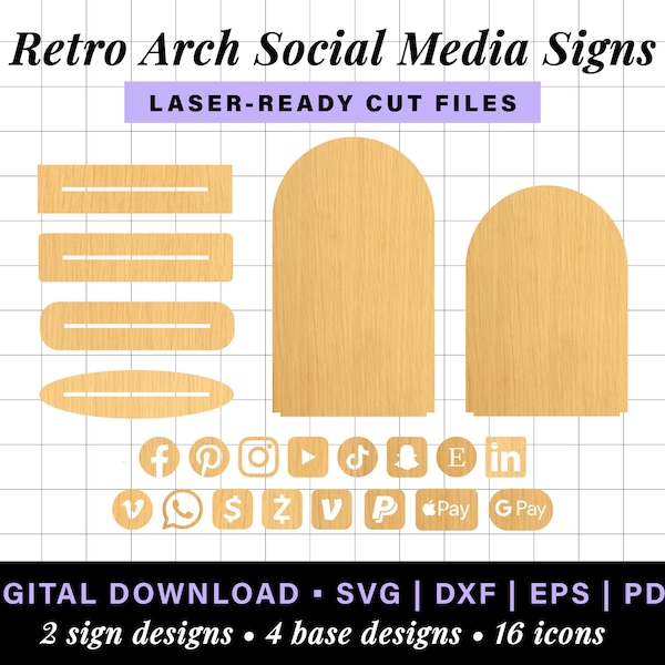 Arch sign, salon sign, social media sign, small business payment sign laser file, scan to pay sign, qr code sign svg, social media plaque