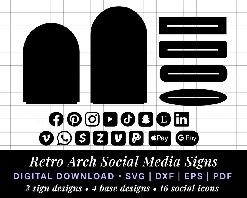 Arch sign, salon sign, social media sign, small business payment sign laser file, scan to pay sign, qr code sign svg, social media plaque image 9