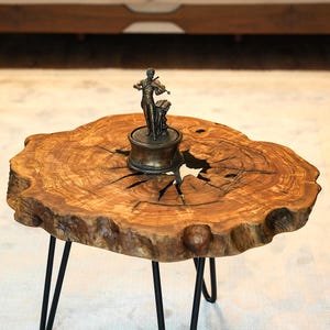 Live Edge Olive Wood Coffee Table: Burl Slab with Custom Epoxy Resin