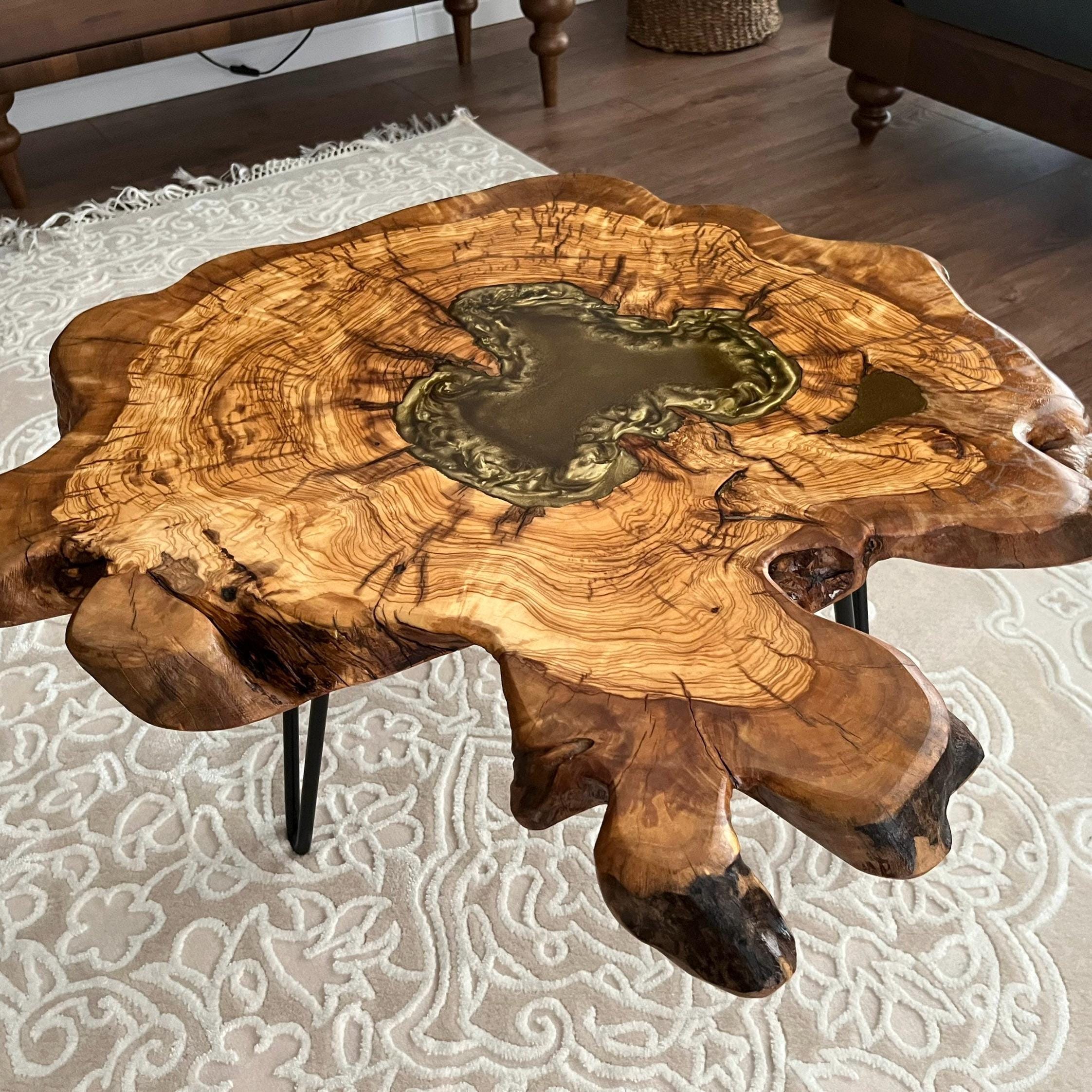Slab En Bois D'olive 'live Edge' - Pour Table De Rivière époxy, Projet Résine, Marron/rouge, 2 Pièces, 2,5 Cm D'épaisseur