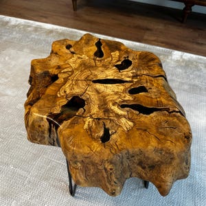 Live Edge Coffee Table with Epoxy Resin Olive Wood Burl Slab Round Custom Center and Side Table DWT25-52