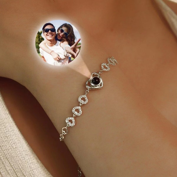 Personalized Photo Bracelet • Heart Photo Bracelet • Memorial Picture Inside Bracelet •Birthday Wedding Friend Gift •Customized Gift for Her