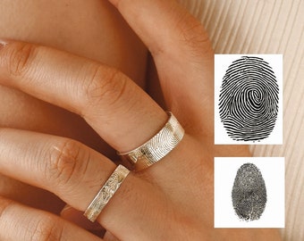 Cadeau pour la fête des mères•Bague empreinte digitale réelle•Bague empreinte museau de chien•Bague empreinte digitale •Bague de promesse•Bague d'éternité•Cadeau pour la fête des pères•Cadeau de Noël