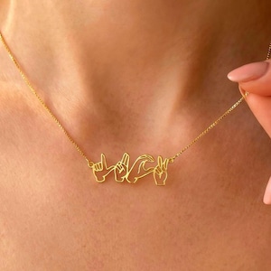 Personalized Name Necklace in Sign Language • ASL Necklace Name Necklace•Sign language necklace•ASL necklace •Gift for her•Mother's Day Gift
