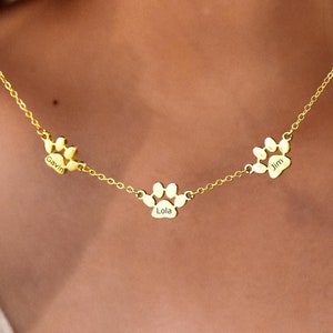 Paw Print Name Necklace • Pet Lover Gift • Minimalist Paw Necklace • Pet Necklace • Cat Paw Necklace •Dog Paw Necklace• Memorial Loss