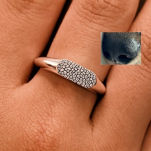 Anillo con huella de nariz para mascota • Anillo personalizado para mascota • Regalo conmemorativo para mascota • Grabado de huella de nariz • Anillo de sello personalizado con huella dactilar real • Regalos de Navidad