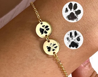 Paw Print Bracelet • Pet Lover Gift • Your Actual Pet Paw Print Bracelet • Custom Pet Bracelet•Dog Bracelet •Dog Paw Bracelet• Memorial Loss