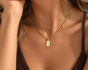 Personalized Engraved Number With Name Necklace•Baseball/Football Number Pendant For Menr•Sports Team Number Necklace • Number pendnat
