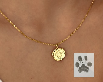 Paw Print Necklace • Pet Lover Gift • Your Actual Pet Paw Print Necklace • Custom Pet Necklace•Dog Necklace •Dog Paw Necklace• Memorial Loss