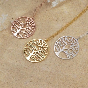 Collier prénom gravé Collier prénom personnalisé Collier arbre de vie Collier prénoms multiples Cadeau pour la famille Cadeau pour maman image 8