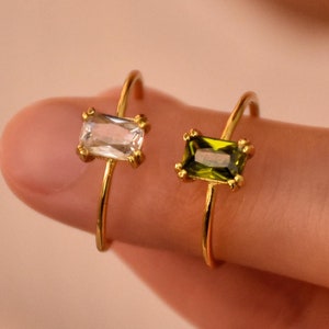 Baguette Birthstone Ring • Sisters Rings • Custom Emerald Cut Birthstone Ring •Custom Birthstone Ring•Art Deco Baguette Ring•Christmas Gifts