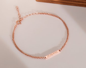 Engraved Bracelet • Personalized Name Bar Bracelet•Isla Bar Bracelet•Nameplate Bracelet•Date Engraved Bracelet Bridesmaid •Mother's Day Gift