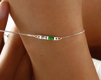 Baguette Birthstone Armband •Geboortesteen sieraden •Geboortesteen armband voor vrouwen • Cadeau voor haar • Verjaardagscadeau • Moederdag cadeau • Cadeau voor nieuwe moeder