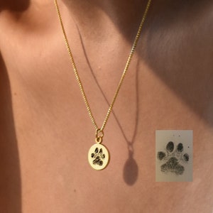 Paw Print Necklace • Pet Lover Gift • Your Actual Pet Paw Print Necklace • Custom Pet Necklace•Dog Necklace •Dog Paw Necklace• Memorial Loss