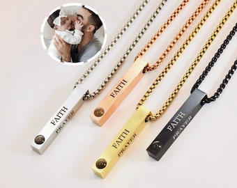 Personalized photo Necklace •Photo necklace for men •Projection necklace for men•Gift for him•Men memorial gift•Valentine Day•Christmas Gift
