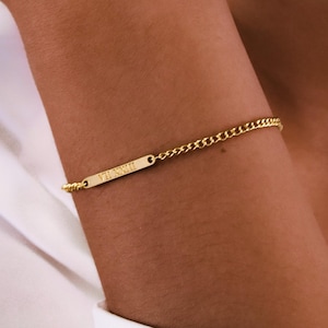 Gegraveerde armband • Gepersonaliseerde armband met naambalk•Isla Bar-armband•Armband met naamplaatje•Gegraveerde datumarmband bruidsmeisje •Moederdagcadeau