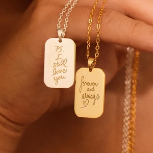 Collar con escritura a mano personalizado • Collar con escritura a mano personalizado • Colgante grabado en oro de 18 k • Collar con escritura a mano • Collar de recuerdo • Regalo para ella