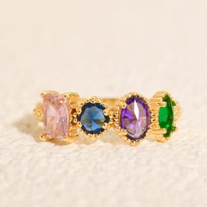 Multi Birthstone Diamond Rings • Family Birthstone Ring •Personalized Birthstone Ring•Special Birthstone Rings•Mothers Jewelry•Gift for Mom