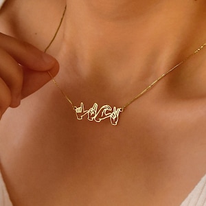 Personalized Name Necklace in Sign Language • ASL Necklace Name Necklace•Sign language necklace•ASL necklace •Gift for her•Mother&#39;s Day Gift