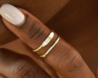 Personalized Script Engraved Ring for Name •Custom Name Ring •Skinny Custom Ring•Dainty Name Ring •Stackable Engraved Rings•Anniversary Gift