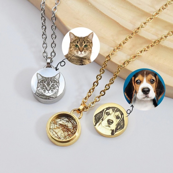 Pet Photo Necklace • Personalized Hair Locket • Pet Memorial Jewelry • Locket Necklace with Photo •  Ashes Necklace •  Pet Memorial Urn