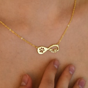 Paw Print Name Necklace • Pet Lover Gift • Minimalist Paw Necklace • Pet Necklace • Cat Paw Necklace •Dog Paw Necklace• Memorial Loss